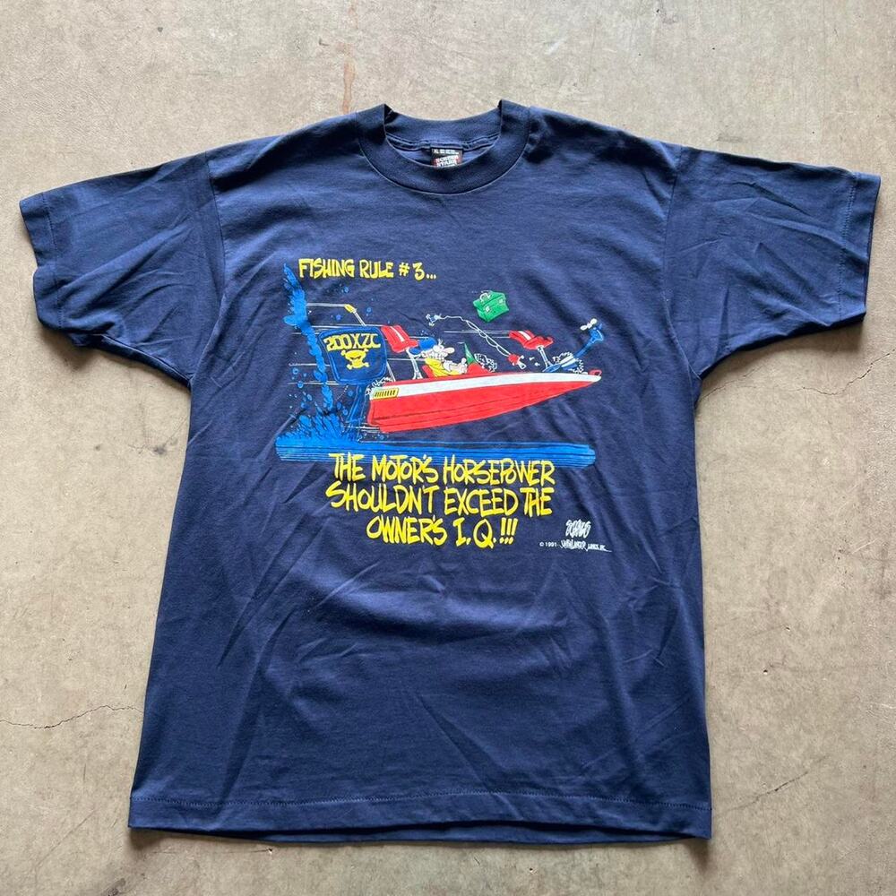Vintage 1991 Screen Stars Best T-Shirt | 50/50 | Single Stitch Navy | Size XL